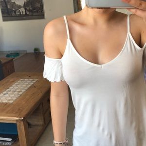 White American Eagle Cold Shoulder Top